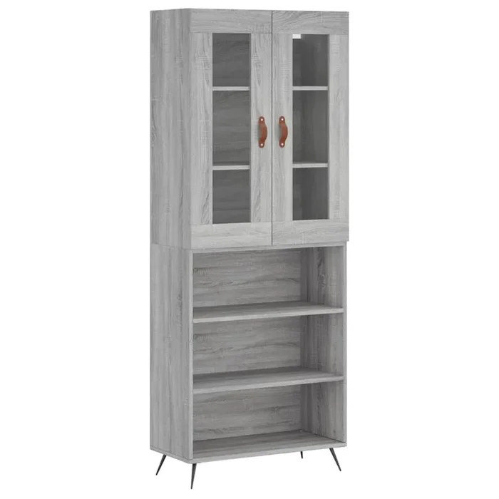 vidaXL Aparador alto madera contrachapada gris sonoma 69,5x34x180 cm (24)