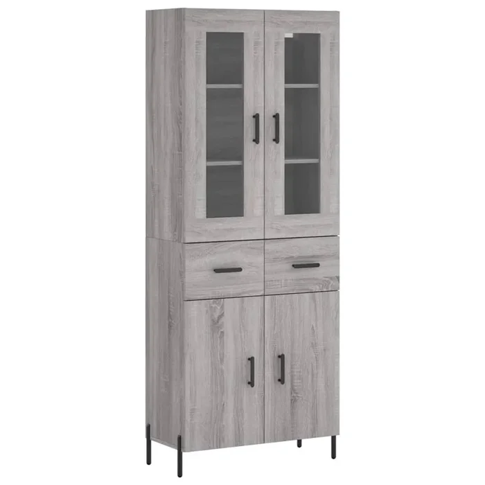 vidaXL Aparador alto madera contrachapada gris sonoma 69,5x34x180 cm (7)