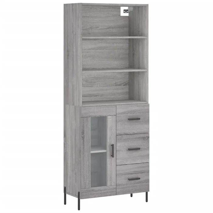 vidaXL Aparador alto madera contrachapada gris sonoma 69,5x34x180 cm (94)