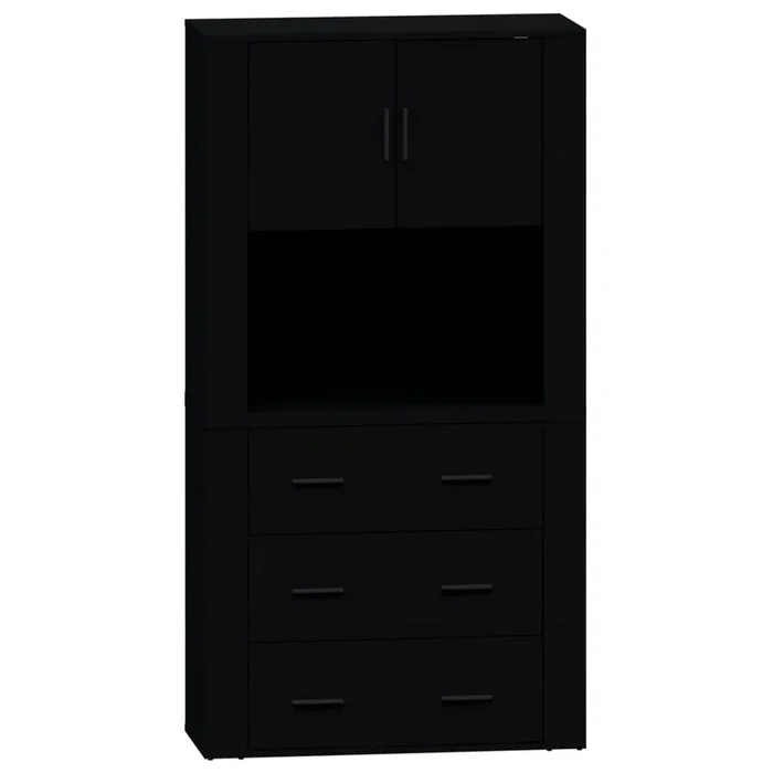vidaXL Aparador alto madera contrachapada negro (2)