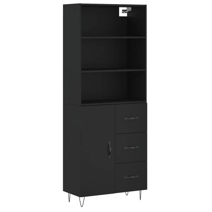 vidaXL Aparador alto madera contrachapada negro 69,5x34x180 cm (5)