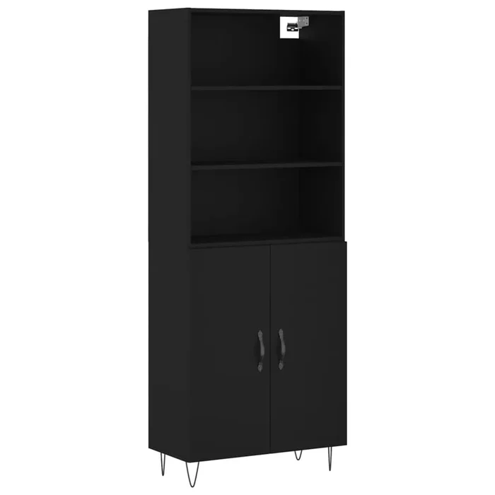 vidaXL Aparador alto madera contrachapada negro 69,5x34x180 cm (9)