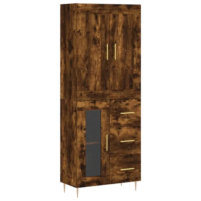vidaXL Aparador alto madera contrachapada roble ahumado 69,5x34x180 cm (100)