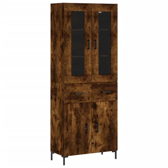 vidaXL Aparador alto madera contrachapada roble ahumado 69,5x34x180 cm (17)