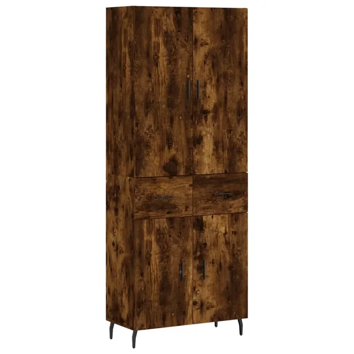 vidaXL Aparador alto madera contrachapada roble ahumado 69,5x34x180 cm (37)