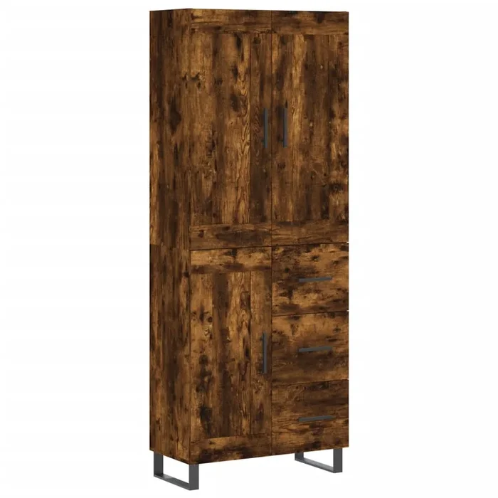 vidaXL Aparador alto madera contrachapada roble ahumado 69,5x34x180 cm (46)