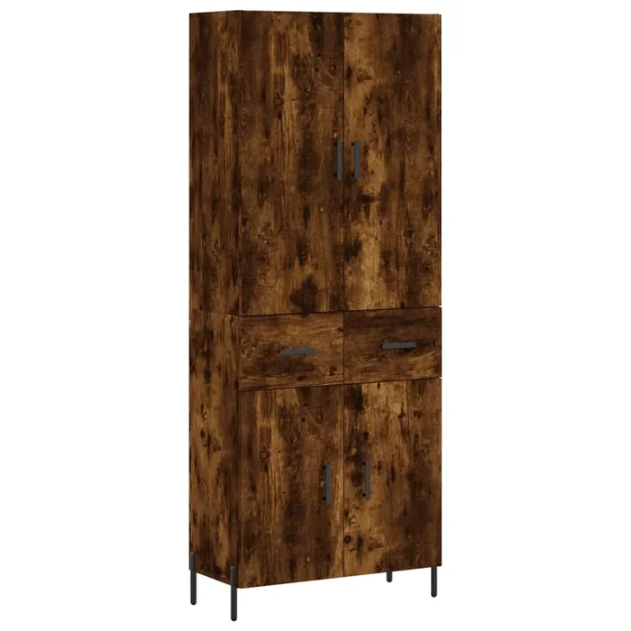 vidaXL Aparador alto madera contrachapada roble ahumado 69,5x34x180 cm (48)