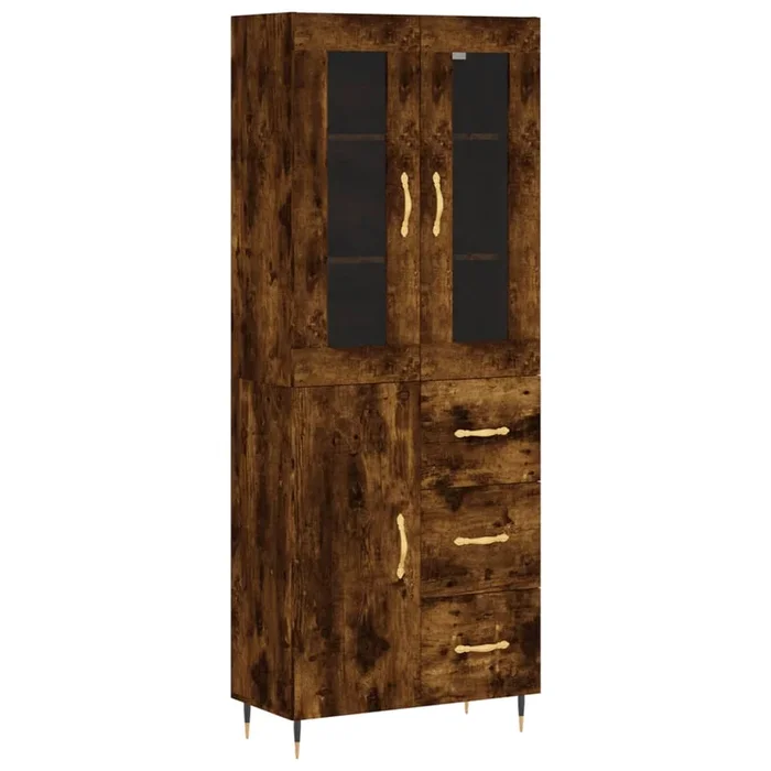 vidaXL Aparador alto madera contrachapada roble ahumado 69,5x34x180 cm (80)