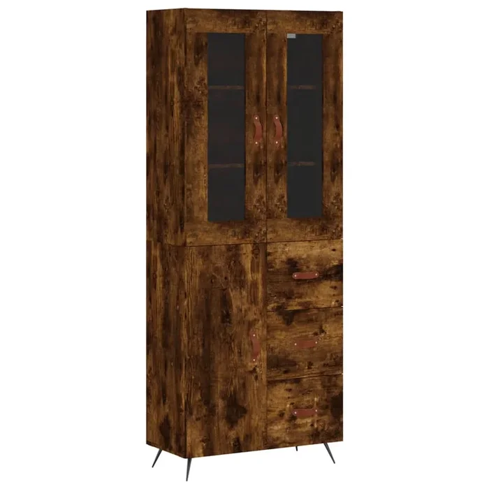 vidaXL Aparador alto madera contrachapada roble ahumado 69,5x34x180 cm (89)