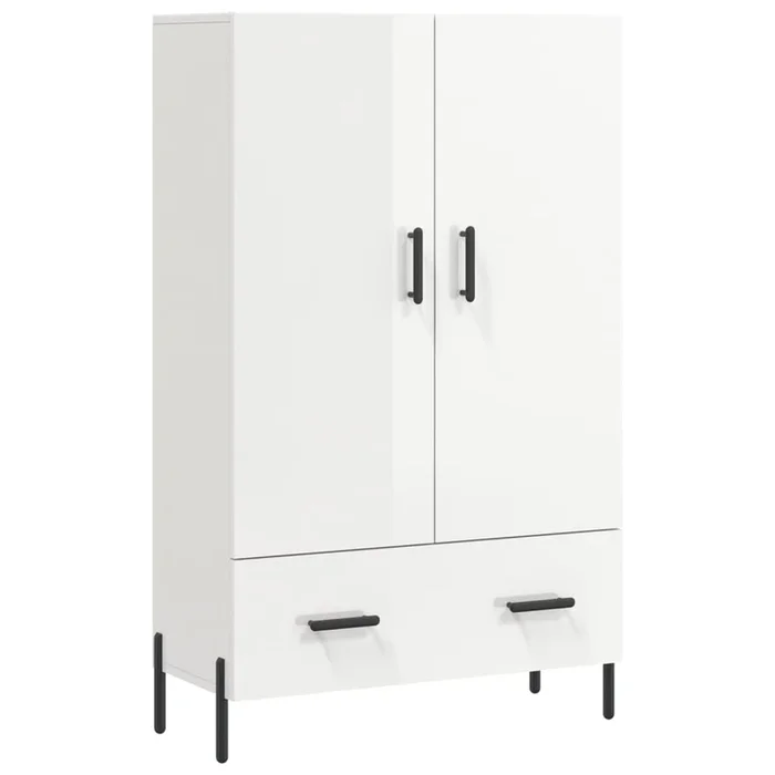 vidaXL Aparador alto madera de ingeniería blanco brillo 69,5x31x115 cm (3)