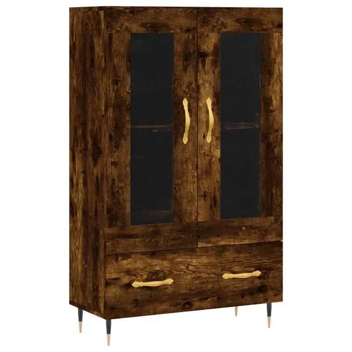 vidaXL Aparador alto madera de ingeniería roble ahumado 69,5x31x115 cm (7)