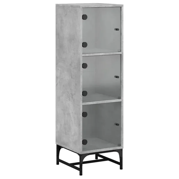 vidaXL Aparador con puertas de vidrio gris hormigón 35x37x120 cm