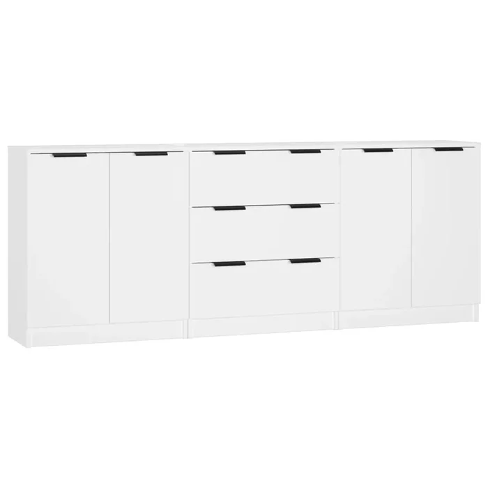 vidaXL Aparador de 3 piezas madera contrachapada blanco (2)