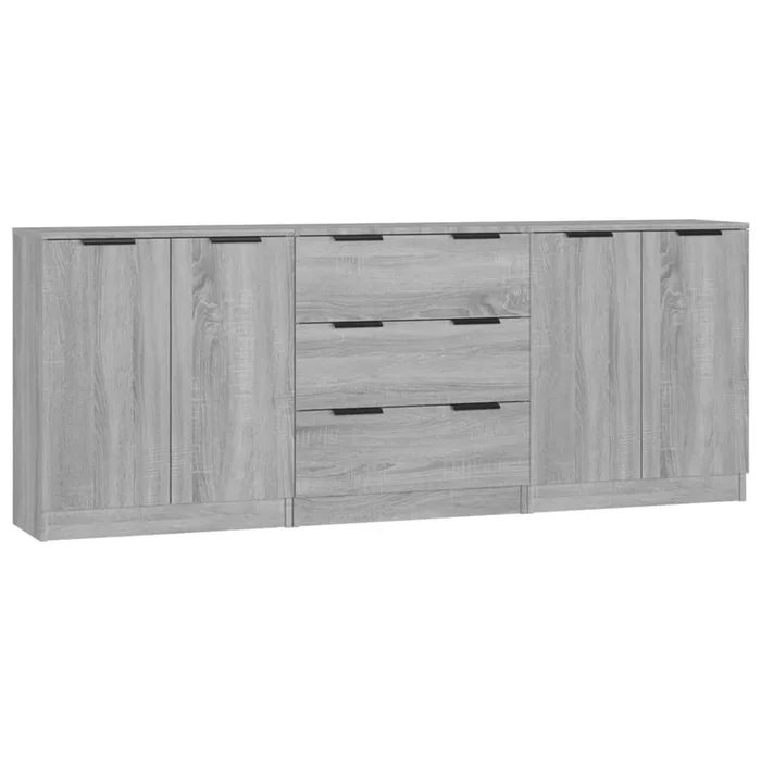 vidaXL Aparador de 3 piezas madera contrachapada gris Sonoma