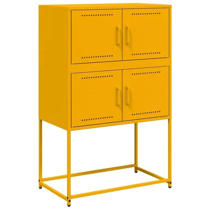 vidaXL Aparador de acero amarillo mostaza 68,5×38,5×107 cm