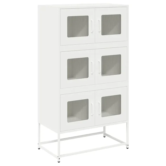 vidaXL Aparador de acero blanco 68x39x123 cm (3)