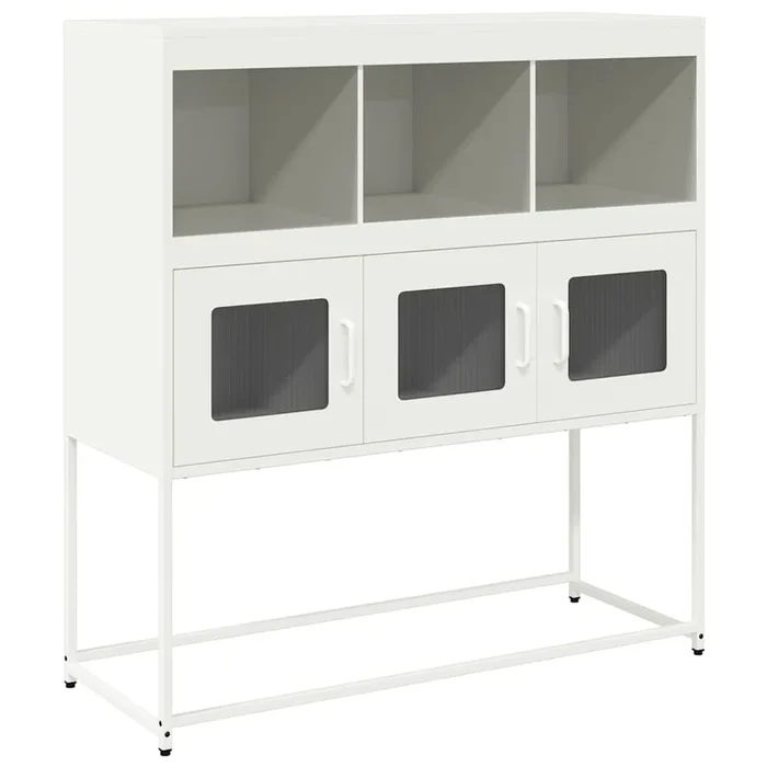 vidaXL Aparador de acero laminado en frío blanco 100,5x39x107 cm (3)