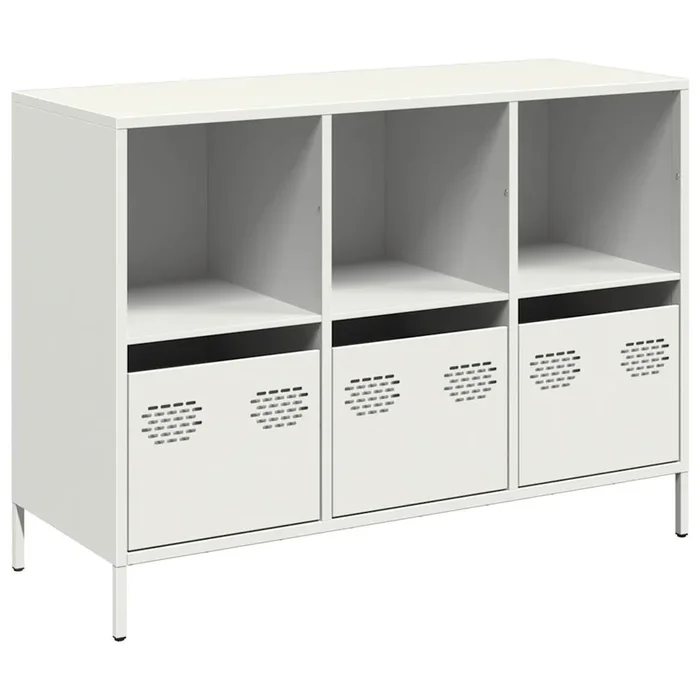 vidaXL Aparador de acero laminado en frío blanco 101,5x39x73,5 cm (2)