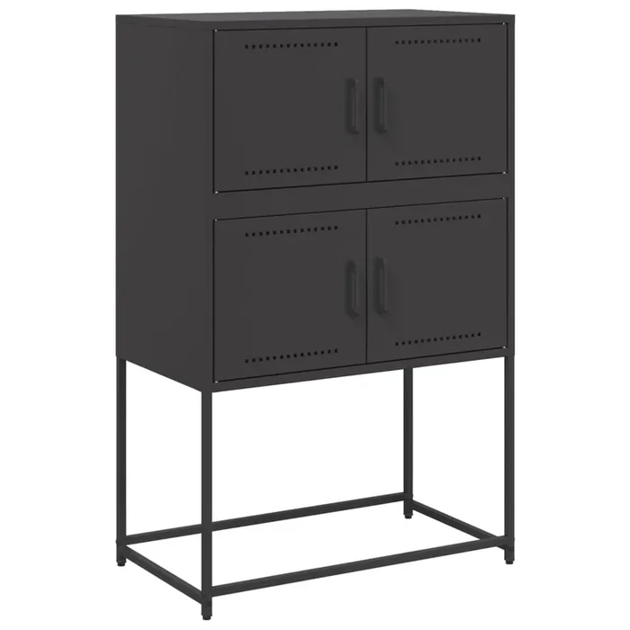 vidaXL Aparador de acero negro 68,5×38,5×107 cm