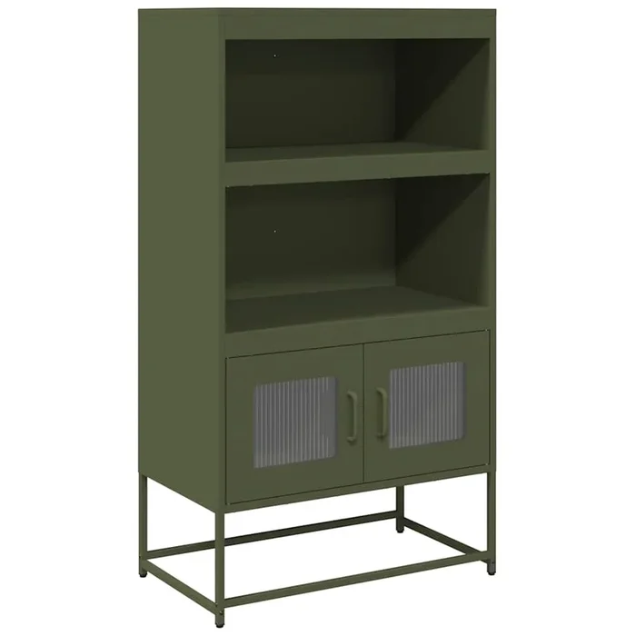 vidaXL Aparador de acero verde oliva 68x39x123 cm (2)