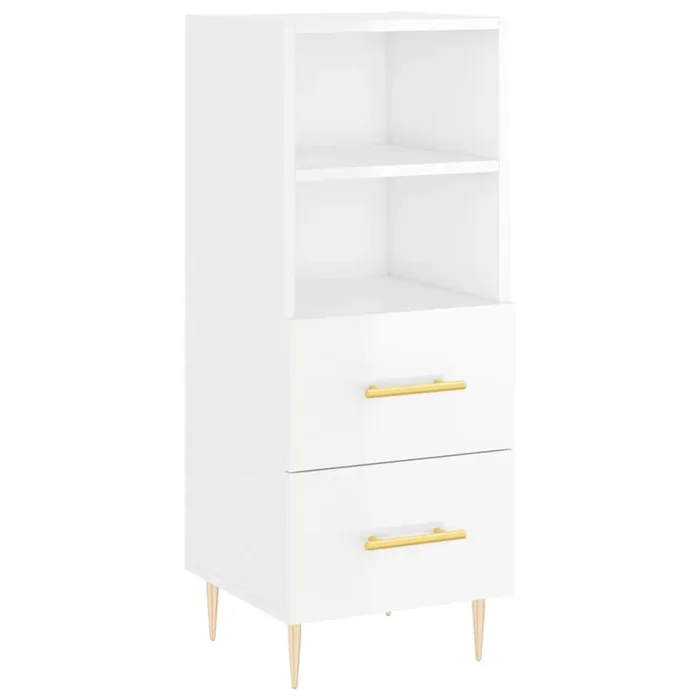vidaXL Aparador de madera contrachapada blanco brillante 34,5x34x90 cm (11)