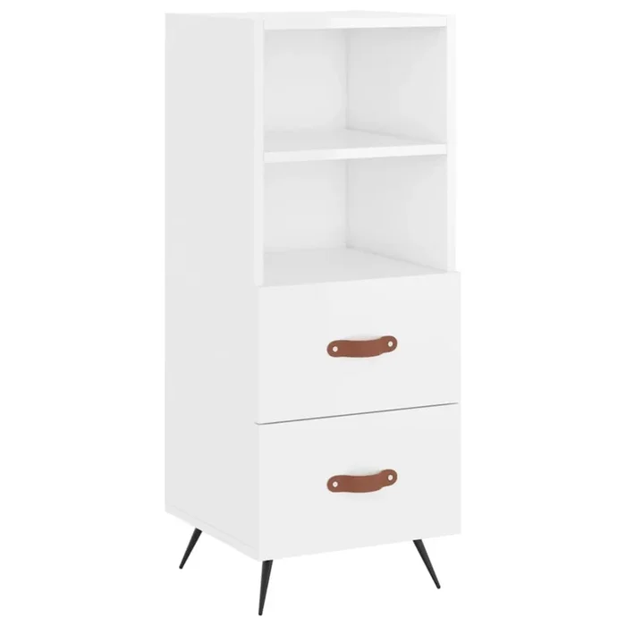 vidaXL Aparador de madera contrachapada blanco brillante 34,5x34x90 cm (20)