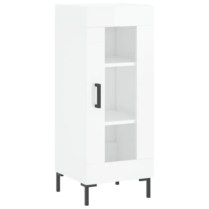 vidaXL Aparador de madera contrachapada blanco brillante 34,5x34x90 cm (21)