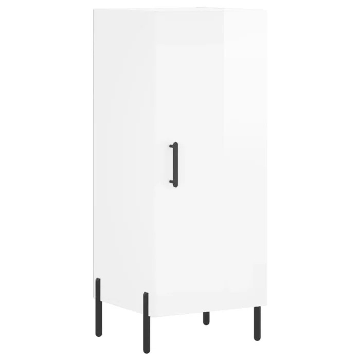 vidaXL Aparador de madera contrachapada blanco brillante 34,5x34x90 cm (23)