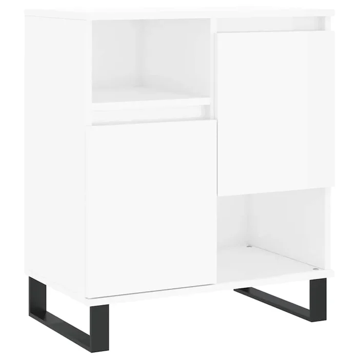 vidaXL Aparador de madera contrachapada blanco brillante 60x35x70 cm (3)