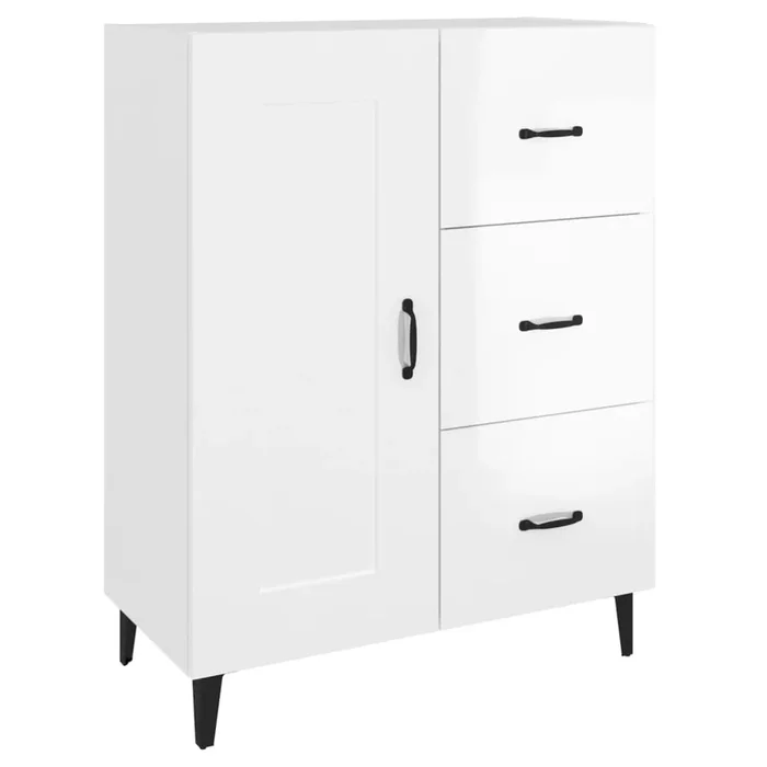 vidaXL Aparador de madera contrachapada blanco brillante 69,5x34x90 cm (17)