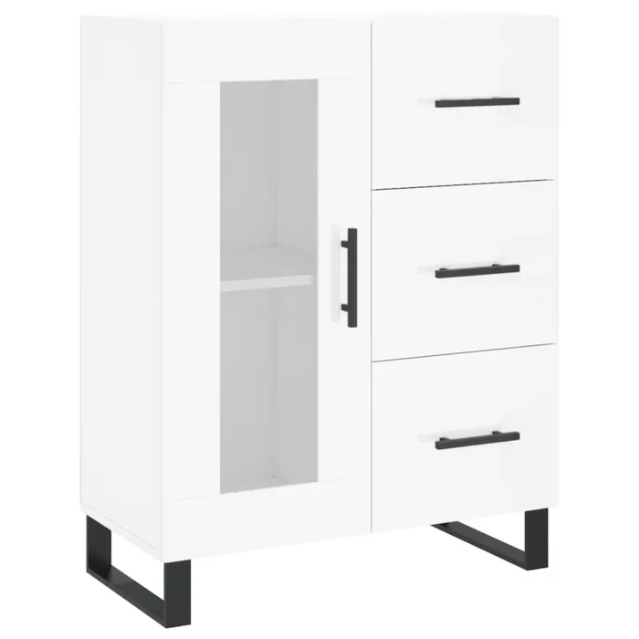 vidaXL Aparador de madera contrachapada blanco brillante 69,5x34x90 cm (2)