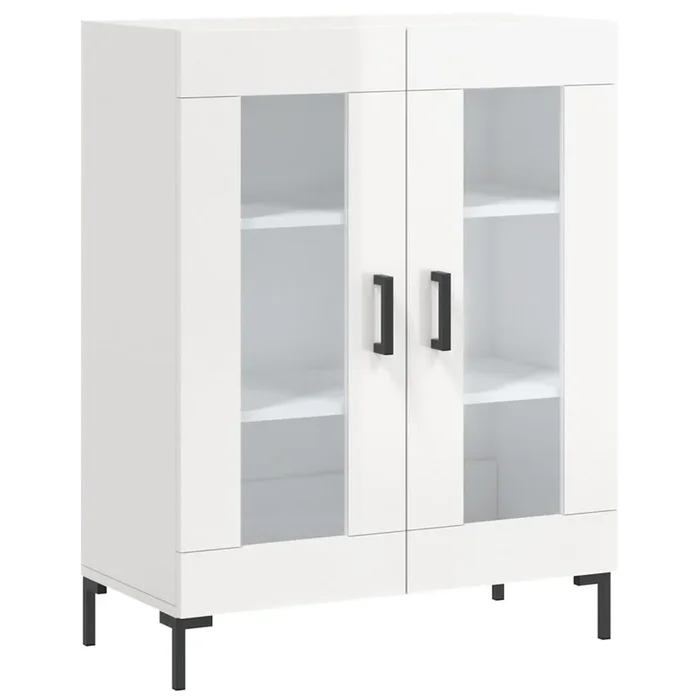 vidaXL Aparador de madera contrachapada blanco brillante 69,5x34x90 cm (35)