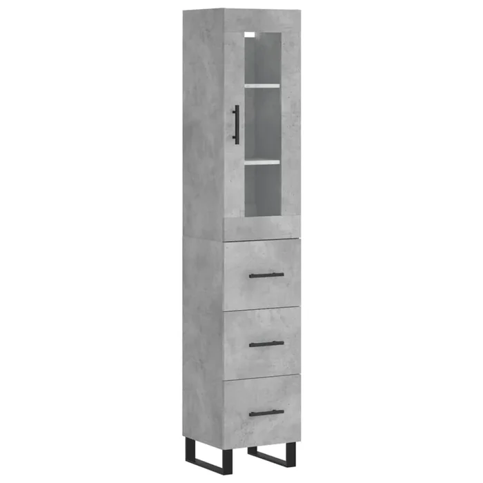 vidaXL Aparador de madera contrachapada gris hormigón 34,5x34x180 cm (25)