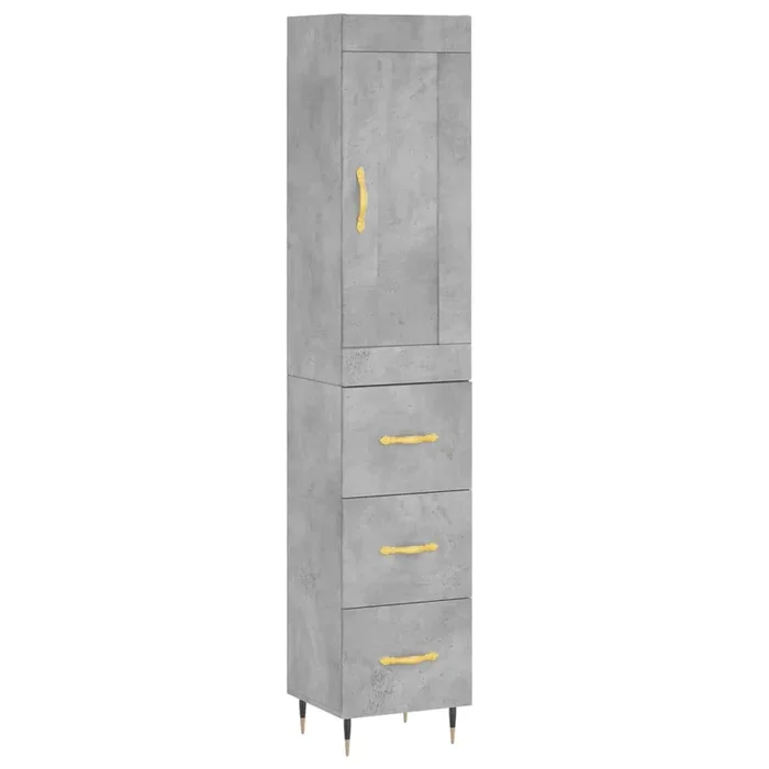 vidaXL Aparador de madera contrachapada gris hormigón 34,5x34x180 cm (28)