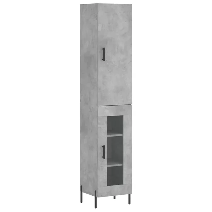 vidaXL Aparador de madera contrachapada gris hormigón 34,5x34x180 cm (43)