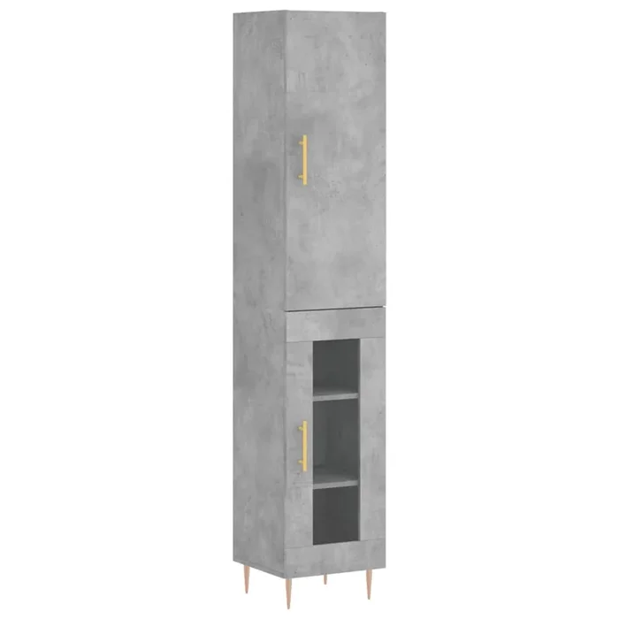 vidaXL Aparador de madera contrachapada gris hormigón 34,5x34x180 cm (46)