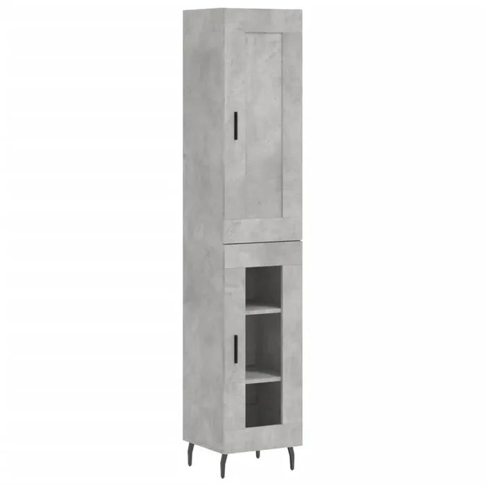 vidaXL Aparador de madera contrachapada gris hormigón 34,5x34x180 cm (48)