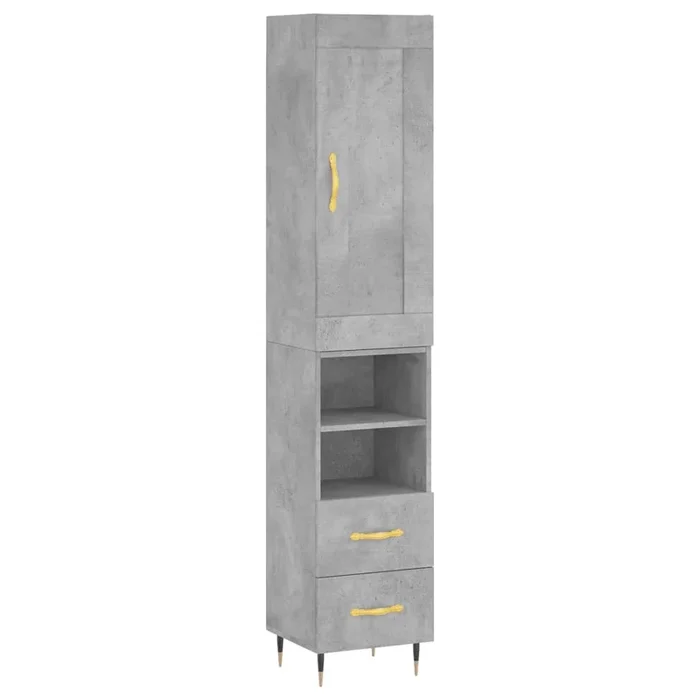 vidaXL Aparador de madera contrachapada gris hormigón 34,5x34x180 cm (49)