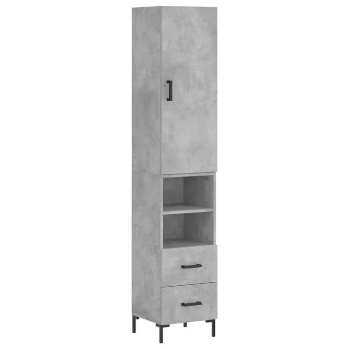 vidaXL Aparador de madera contrachapada gris hormigón 34,5x34x180 cm (73)