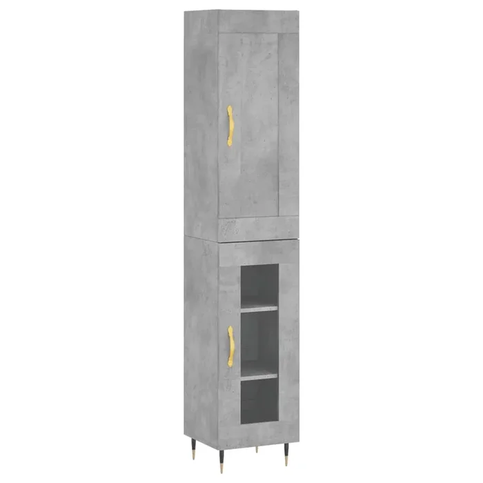 vidaXL Aparador de madera contrachapada gris hormigón 34,5x34x180 cm (90)
