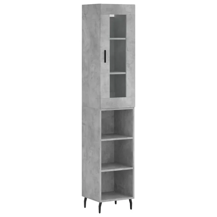 vidaXL Aparador de madera contrachapada gris hormigón 34,5x34x180 cm (93)