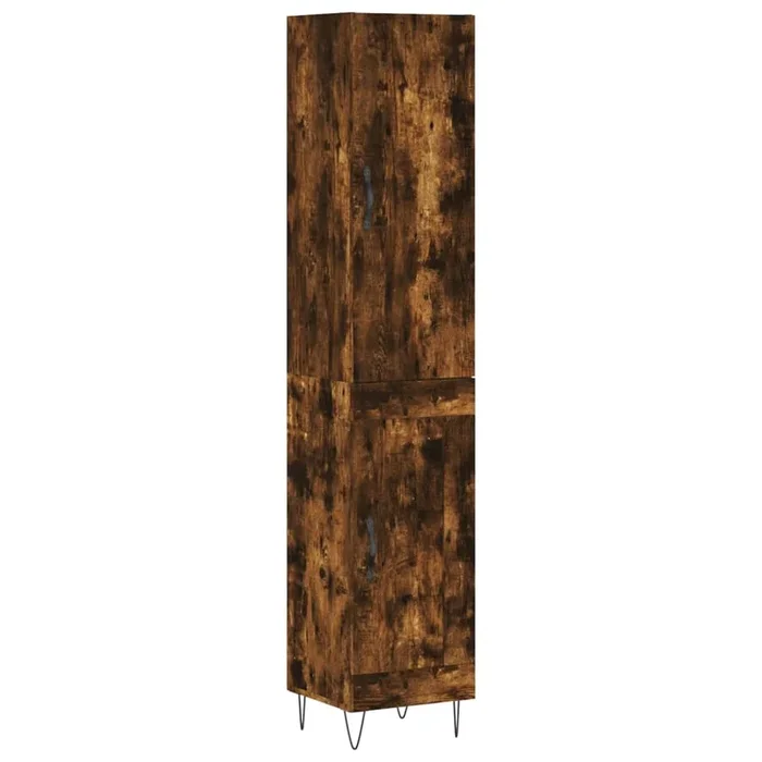 vidaXL Aparador de madera contrachapada roble ahumado 34,5x34x180 cm (18)