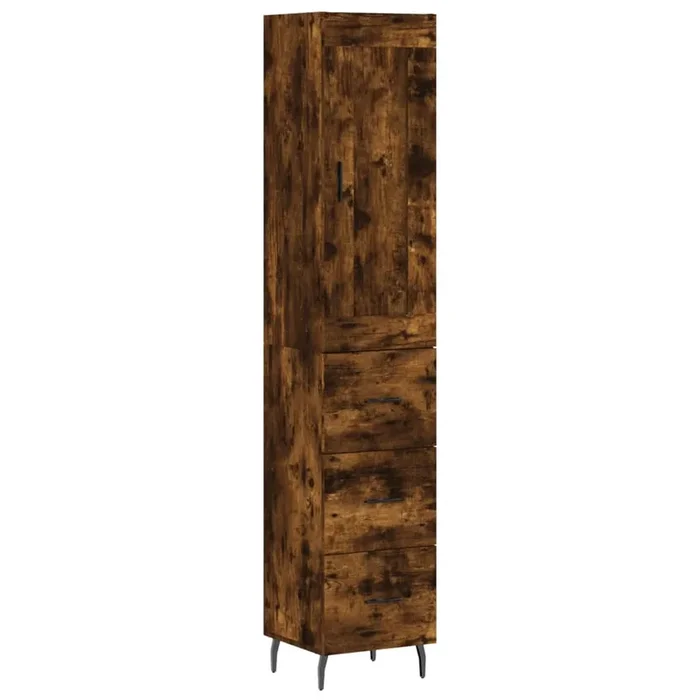 vidaXL Aparador de madera contrachapada roble ahumado 34,5x34x180 cm (41)