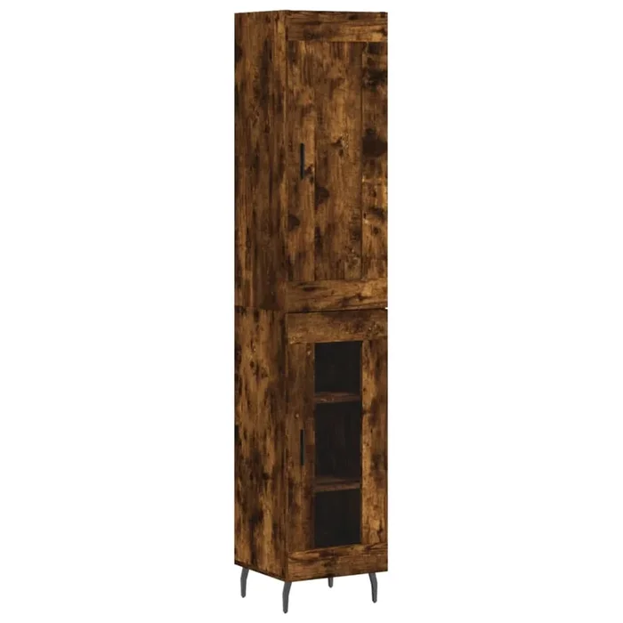 vidaXL Aparador de madera contrachapada roble ahumado 34,5x34x180 cm (52)