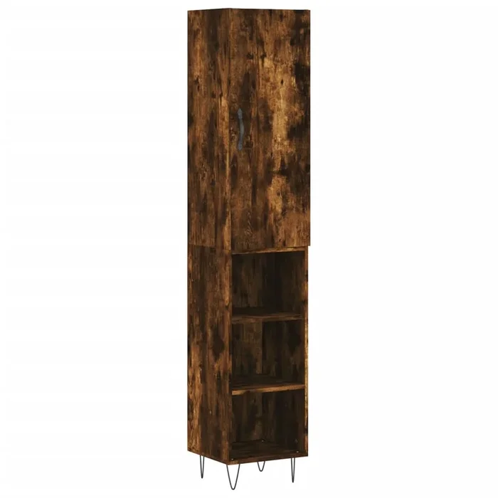 vidaXL Aparador de madera contrachapada roble ahumado 34,5x34x180 cm (55)