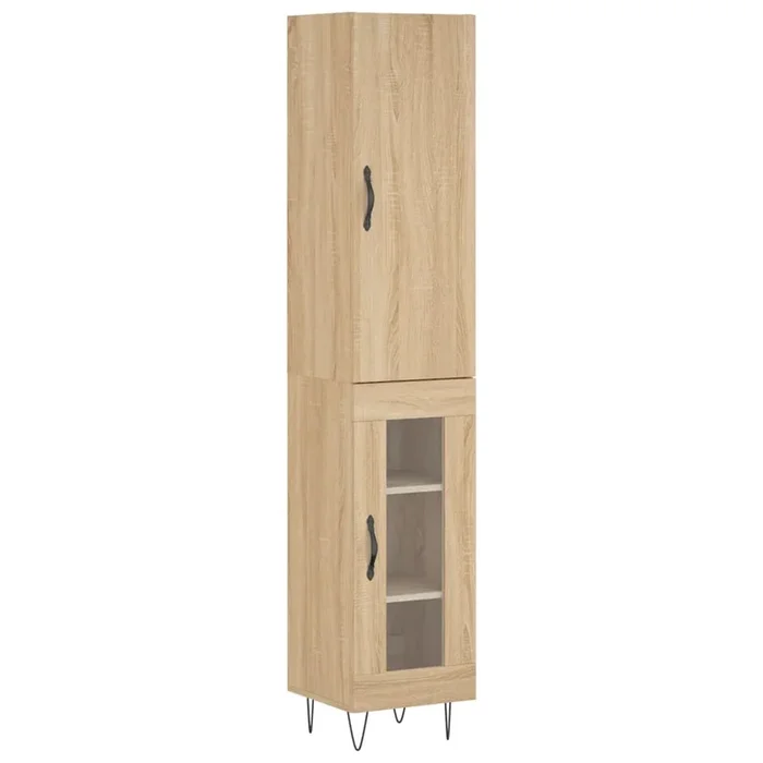vidaXL Aparador de madera contrachapada roble Sonoma 34,5x34x180 cm (27)