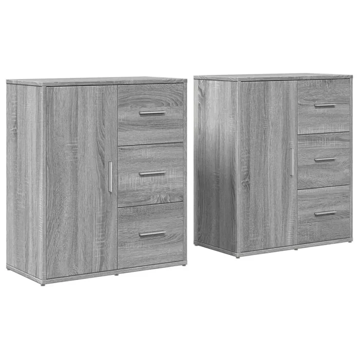 vidaXL Aparador de madera de ingeniería 2 uds gris Sonoma 60x31x70 cm (3)