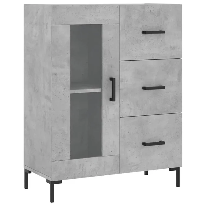 vidaXL Aparador de madera de ingeniería gris hormigón 69,5x34x90 cm (12)