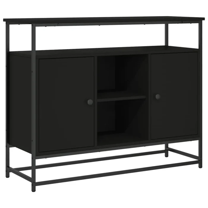 vidaXL Aparador de madera de ingeniería negro 100x35x80 cm (2)