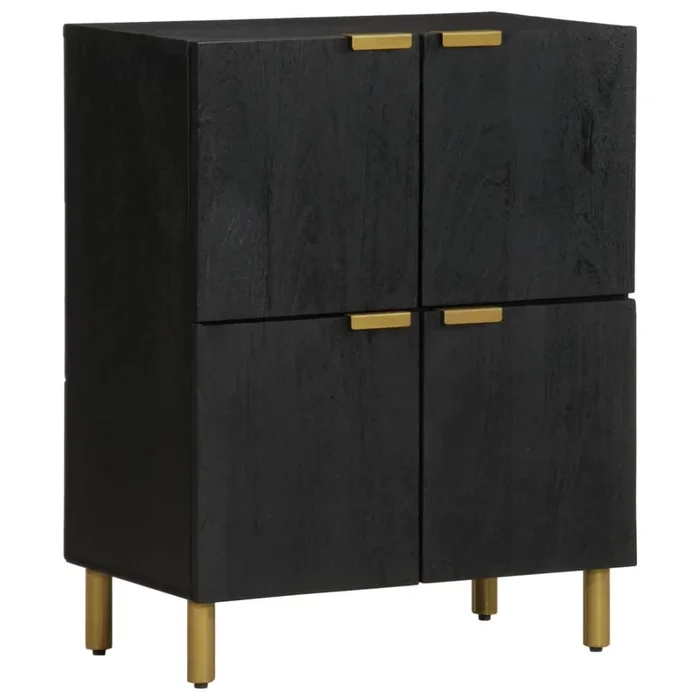 vidaXL Aparador de madera de ingeniería negro 60x33x75 cm (3)